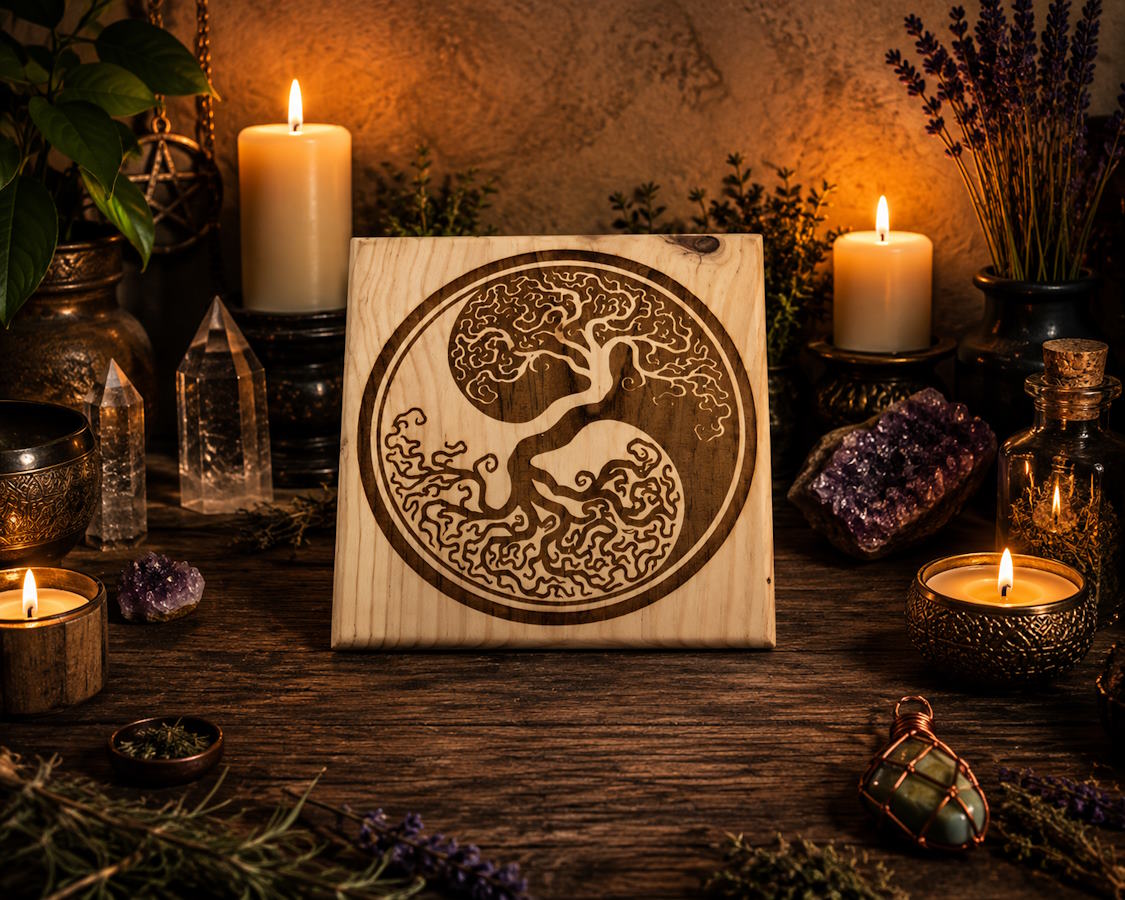 Arbol de la Vida ying yang madera Pino